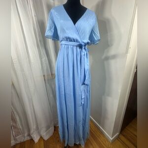 Elegant Blue Wrap Dress